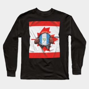 Guatemala Flag Canadian Flag Ripped - Gift for Guatemalan From Guatemala Long Sleeve T-Shirt